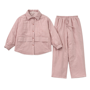 宜色家新款格物棉服套装女款睡衣春秋冬季加厚保暖长袖家居服