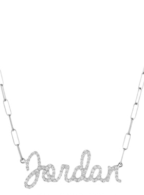 细竹节链款定制专属满钻名字项链