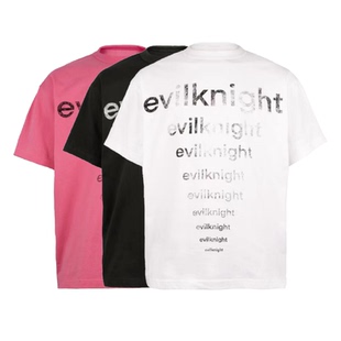 EK 三色evilknight基础标语印花短袖男女同款圆领宽松百搭情侣T恤