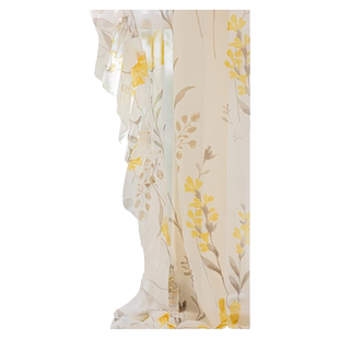 法式风格黄色花朵窗帘油画花卉田园风小清新印花半遮光防刮纱帘