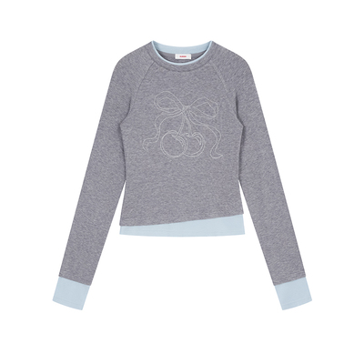 樱桃KIRSH撞色假两件拼接长袖T恤