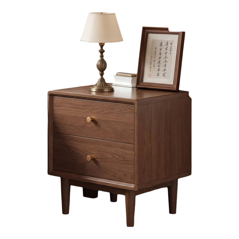【进口实木0异味】中古风床头柜
