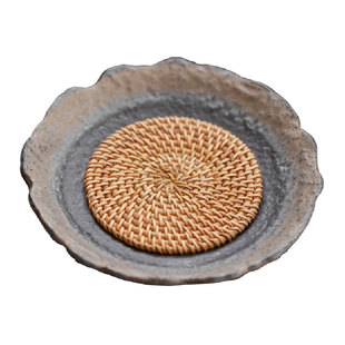 复古粗陶壶承盘干泡台圆形家用茶承养壶垫茶台盖碗盖壶盖托盘底座