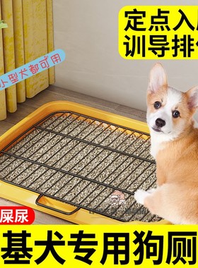 柯基专用狗砂盆中小型犬用防踩屎尿盆金属架超大号宠物便盆绿色款