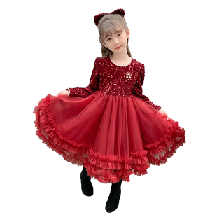 女童生日公主裙冬季2026新款儿童装网红裙子冬装小女孩秋冬连衣裙