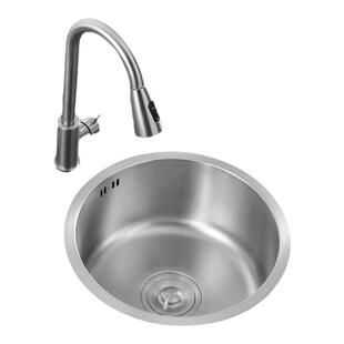 304不锈钢圆形水槽 迷你小单槽吧台水槽阳台洗手盆厨房洗菜盆单盆