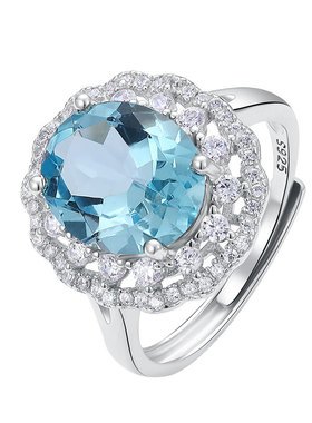 托帕石女款纯银气质豪华戒指