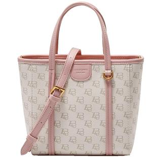 百丽包包女25夏季新款老花通勤单肩斜挎菜篮子手提托特包X6998BX5