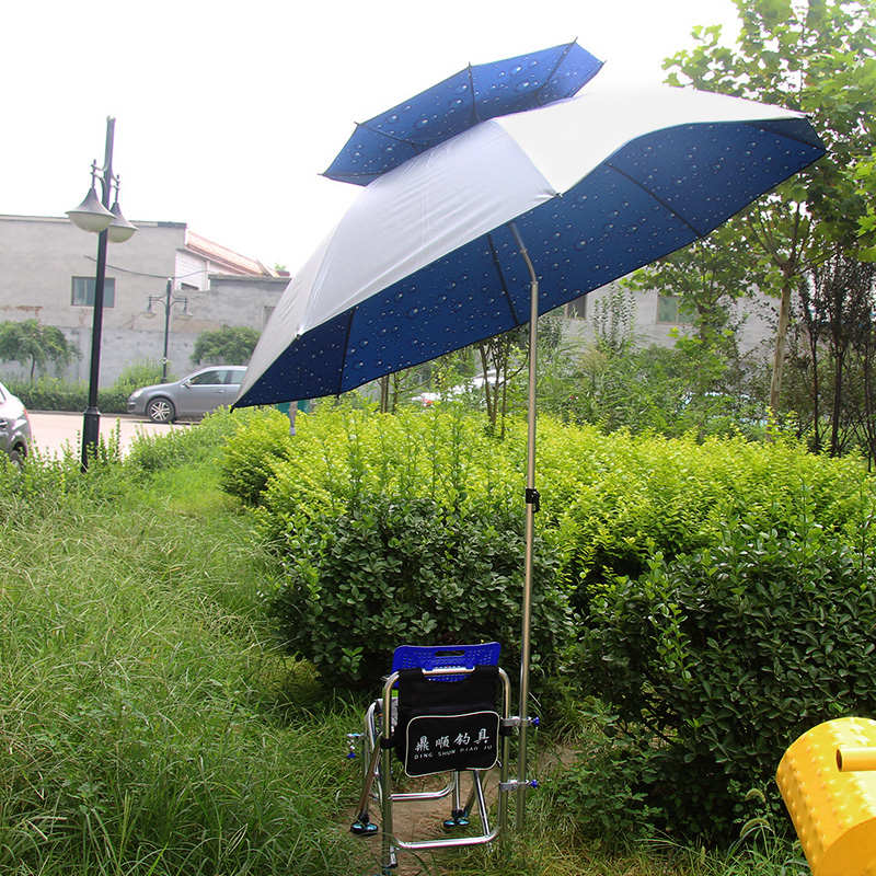 短节万向双层钓鱼伞大钓伞台钓渔伞三折叠防风晒雨伞遮阳加厚地插
