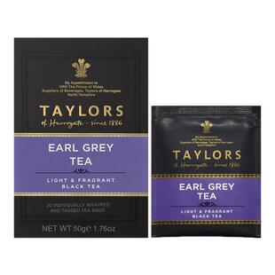 英国泰勒taylors茶伯爵红茶20片盒装原装进口独立袋泡茶0糖佛手柑