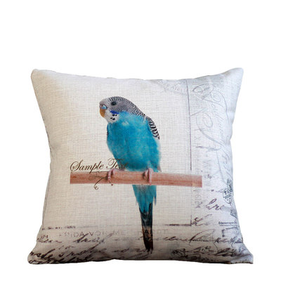 美式田园花鸟沙发抱枕靠垫棉麻