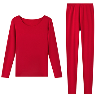 舒暖| 曼妮芬含羊毛保暖内衣女秋衣红色套装男情侣本命年