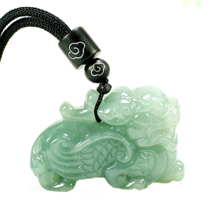 玉麒麟吊坠男玉项链立体麒麟翡翠A货玉坠男女款招财平安玉石玉佩