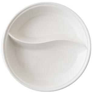 创意纯白陶瓷火锅双格碗汤碗 家用水果沙拉碗分格菜碗微波炉用