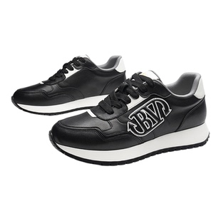 Jbenato/宾度春季真皮跑步鞋运动鞋增高休闲鞋男士休闲鞋2026新款