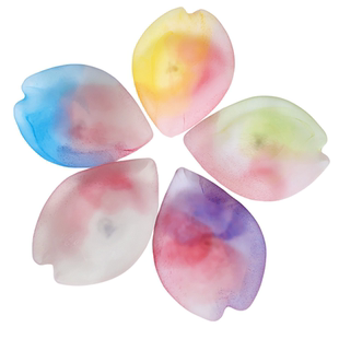 现货日本进口北海道北一硝子磨砂玻璃樱花瓣叶形彩虹色小盘