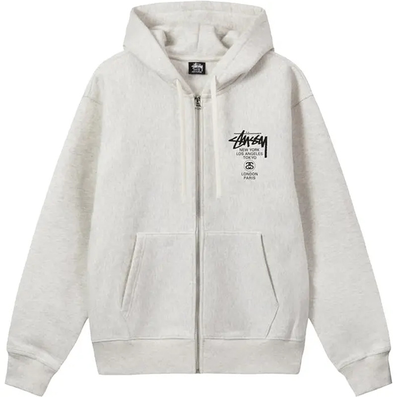 正品stussy拉链连帽卫衣男女同款
