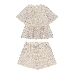 布丁哈鲁童装女童夏季套装2026新款国风儿童上衣短裤两件套夏装