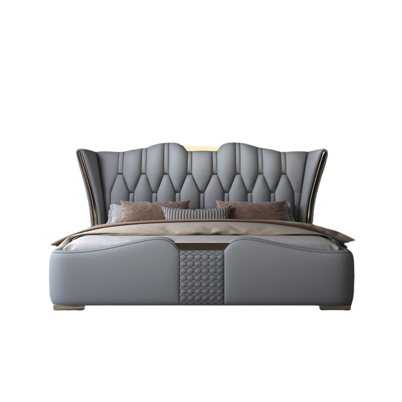 意式轻奢真皮床主卧高端双人床