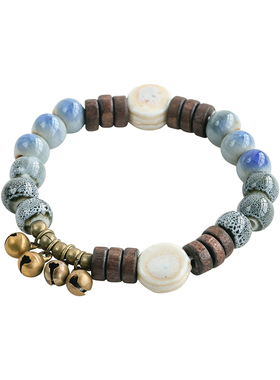 青木梦铃文艺复古国风陶瓷手链景德镇瓷珠串珠手串民族风铃铛手饰