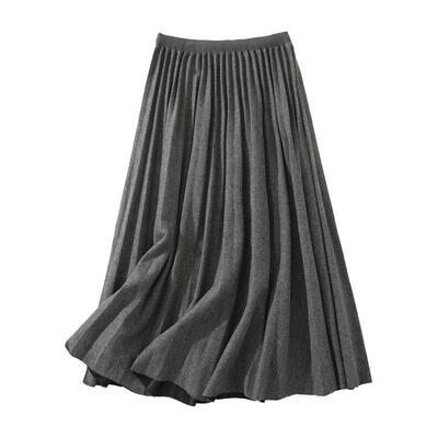 百家好墨绿色高腰显瘦百褶半身裙