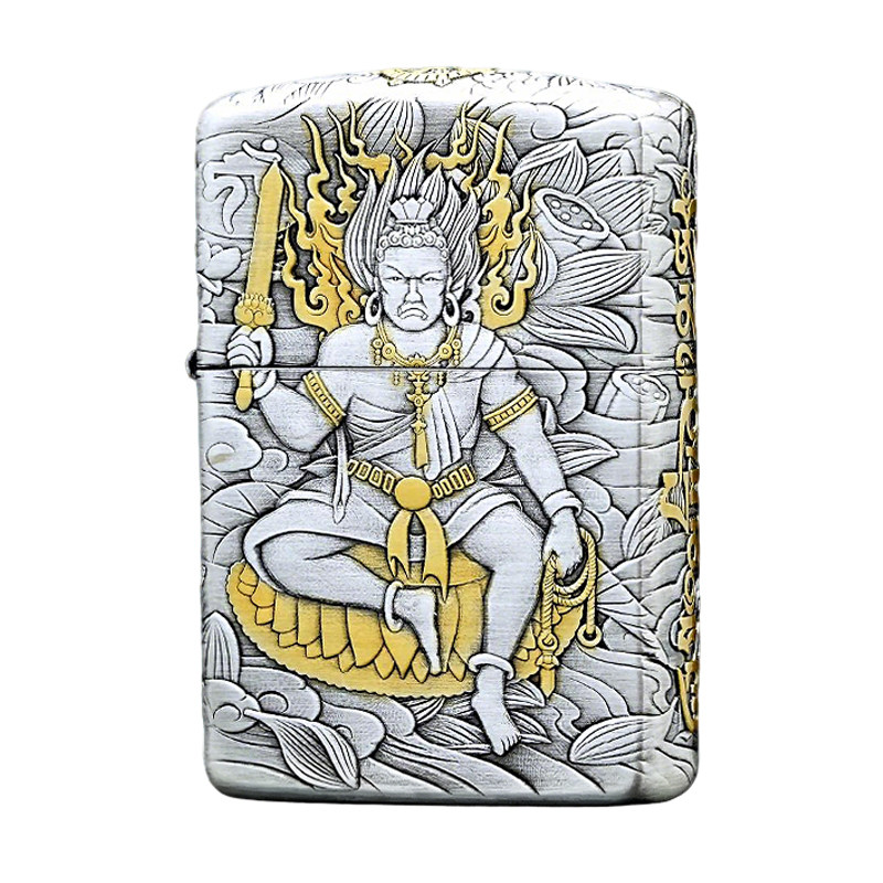 Zippo千语熏银鎏金不动明王
