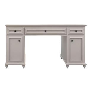 美式全实木书桌现代简约小户型书房家用电脑桌写字台书柜一体白色