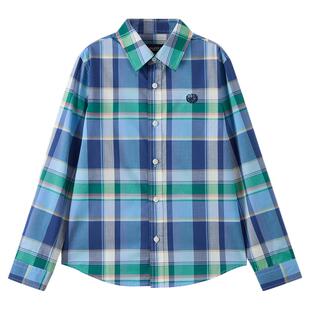 【100%棉】eland kids衣恋童装男童衬衫26年春新品学院风复古格纹