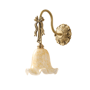 法式客厅全铜壁灯背景墙灯复古奶油风灯具卧室美式床头灯铃兰花朵