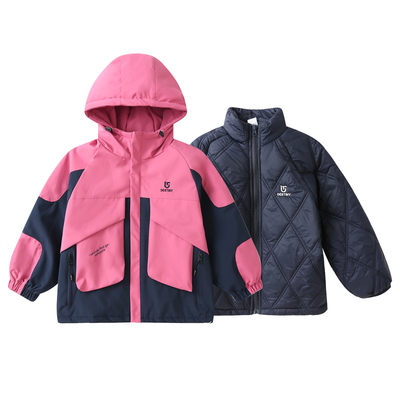 女童夹棉冲锋衣外套2025三合一