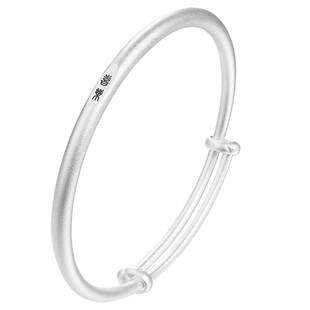 足银999平安喜乐宝宝纯银手镯女古法足银婴儿宝宝镯子一对满月礼