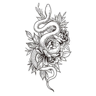 一繁  草本纹身贴纸果汁刺青素花老传统性感男女半永久高级感胸口