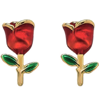 小王子的玫瑰花耳钉925银针