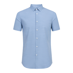 BONI/堡尼夏季新品商务短袖衬衫修身衬衣混纺上衣休闲男GN368A71B