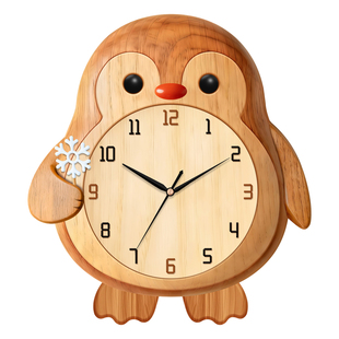 可爱企鹅挂钟家用客厅新款摇摆钟表创意餐厅时钟挂墙万年历石英钟