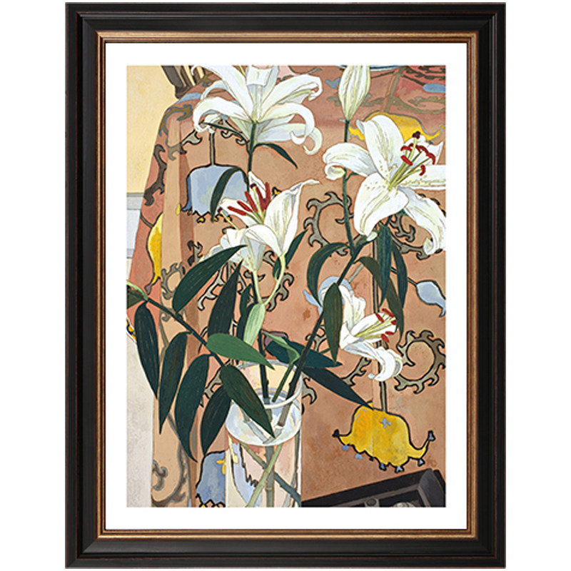 蒲骆朗法式复古装饰画百合花卉饭餐厅卧室挂画边柜摆画美式壁画