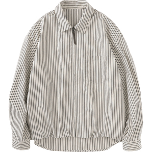 Extfine春秋日系cityboy极简高级感平后圆翻领衬衫外套薄款男宽松