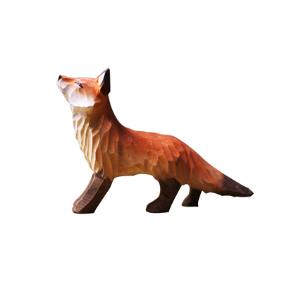 狐狸木雕摆件工艺品九尾狐纯手工