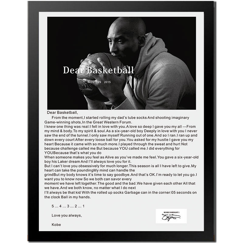 科比Kobe退役信纪念相框亲笔签名最后一投摆件湖人装饰画挂画海报