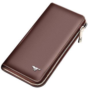 七匹狼钱包男士2025新款潮流大容量手拿长款拉链皮夹头层牛皮手包