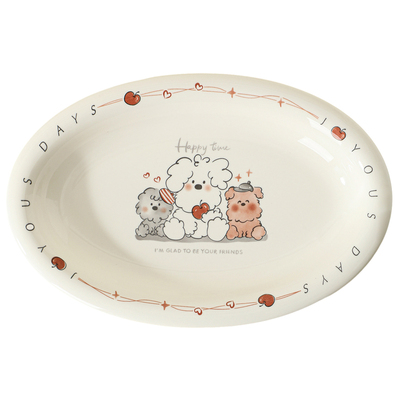 线条小狗陶瓷釉下彩餐具