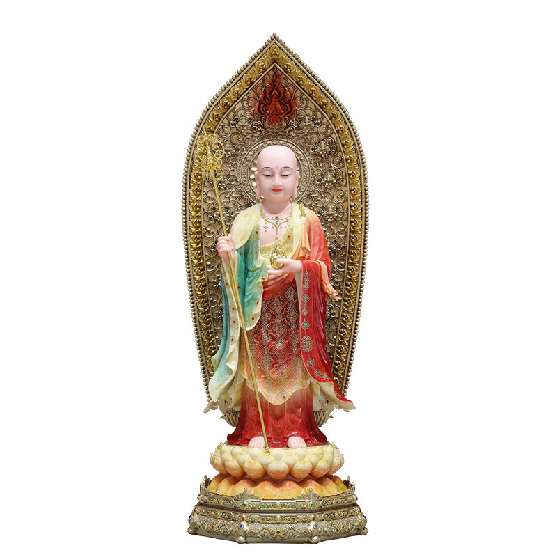 深受喜爱的汉白玉叠染地藏王佛像