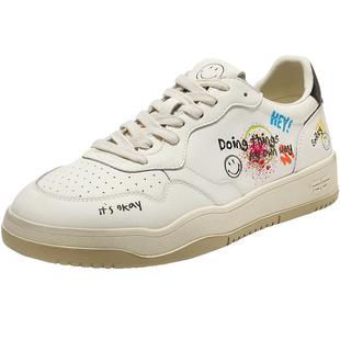 张凌赫同款百丽男鞋流浪派对SMILEY联名涂鸦小白鞋增高板鞋8WZ01C