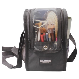 PVC透明牛津面料隔板可拆卸斜跨跟妆包现场包化妆包化妆师剧组