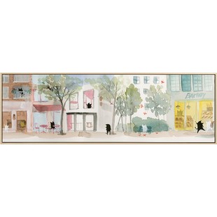 张乐陆x仟象映画 北欧客厅装饰画超长横幅儿童房挂画壁画水彩卧室