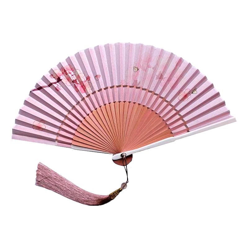 人气新品古风扇子折扇中国风青绿色新中式汉服旗袍夏季便携扇子