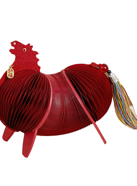 新年红马纳福纸质立体桌面摆件