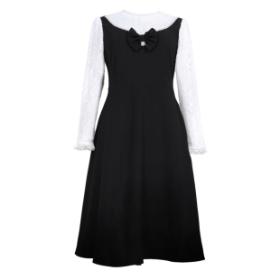 冬季新款洋气显瘦大码女装200斤胖MM韩版减龄蝴蝶结内加绒连衣裙