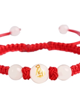 夜光珠十二生肖手工编织红绳女