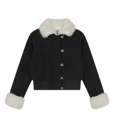 橘子树在哪儿黑色麂皮夹克短上衣